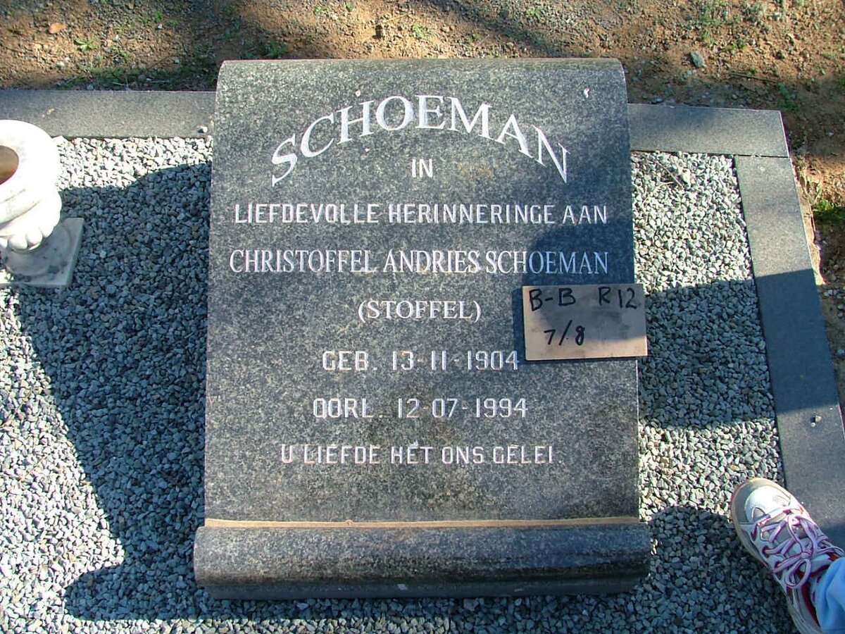 SCHOEMAN Christoffel Andries 1904-1994