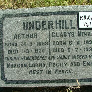 UNDERHILL Arthur 1883 - 1934 &amp; Gladys Moira 1890-1934