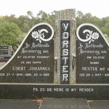 VORSTER Coert Johannes 1946-1980 &amp; Hester V.D. MERWE 1947-