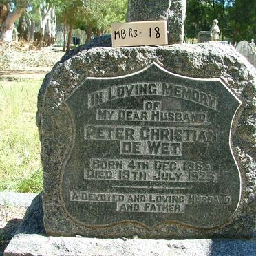 WET Peter Christian, de 1865-1925