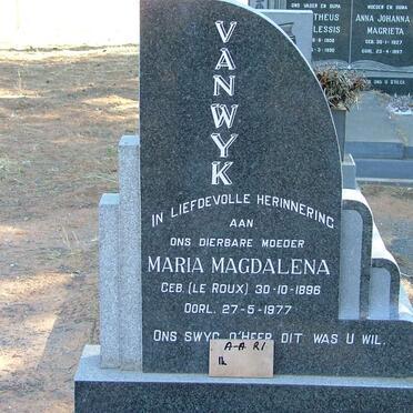 WYK Maria Magdalena, van nee LE ROUX 1896-1977