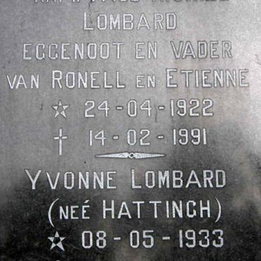 LOMBARD Paul Michiel 1922-1991 &amp; Yvonne HATTINGH 1933-