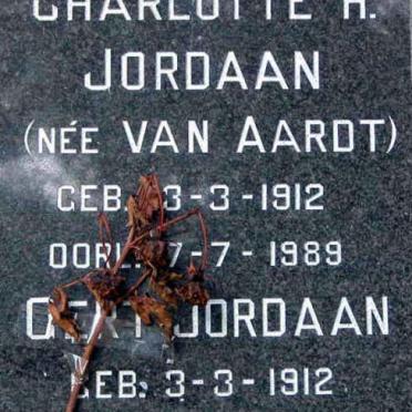 JORDAAN Gert 1912-2000 &amp; Charlotte H. VAN AARDT 1912-1989