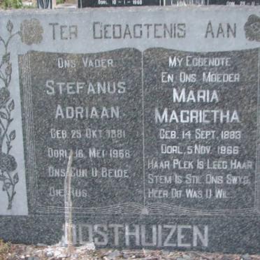 OOSTHUIZEN Stefanus Adriaan 1881-1968 &amp; Maria Magrietha 1883-1966