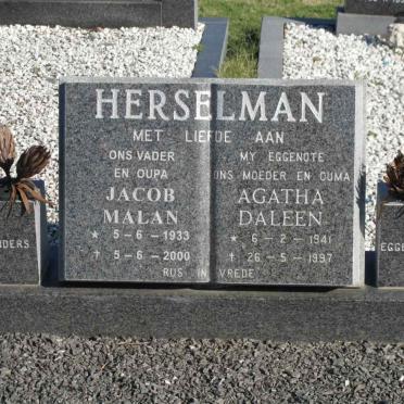 HERSELMAN Jacob Malan 1933-2000 &amp; Agatha Daleen 1941-1997