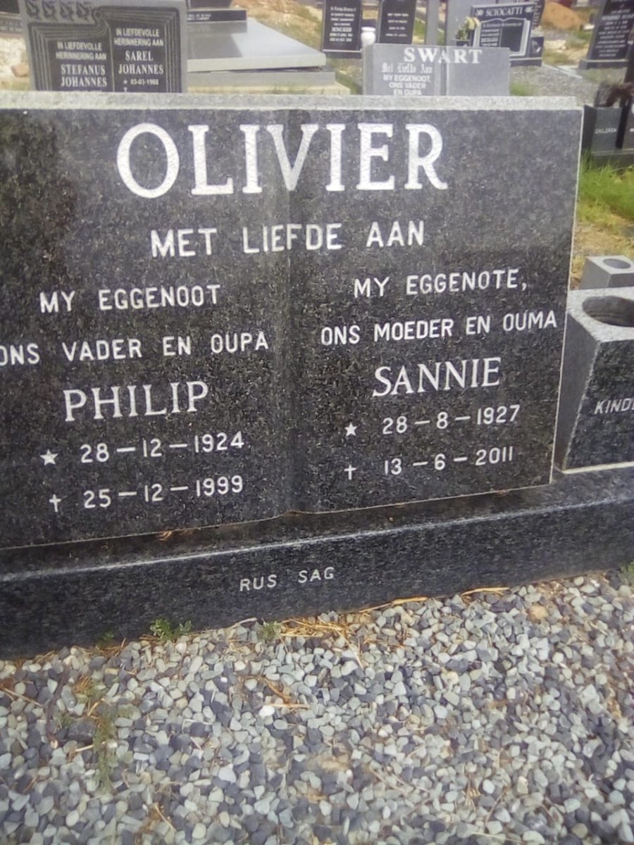 OLIVIER Philip 1924-1999 &amp; Sannie 1927-2011