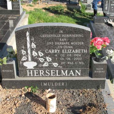 HERSELMAN Carry Elizabeth nee MULDER 1924-2002