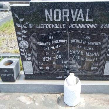 NORVAL Ben-Oni 1900-1974 & Sarah Maria BOSHOFF 1903-1985