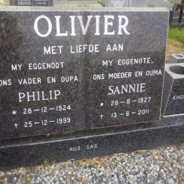 OLIVIER Philip 1924-1999 &amp; Sannie 1927-2011