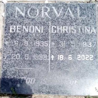 NORVAL Benoni 1935-1998 & Christina 1937-2022