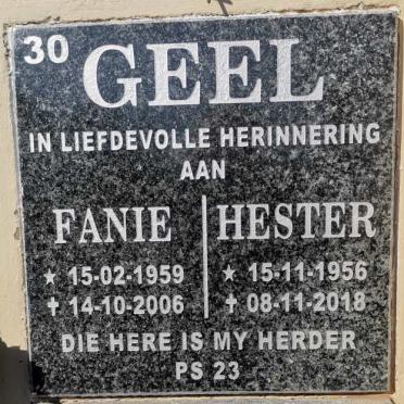 GEEL Fanie 1959-2006 &amp; Hester 1956-2018