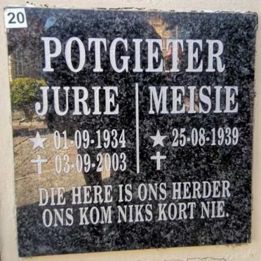 POTGIETER Jurie 1934-2003 &amp; Meisie 1939-