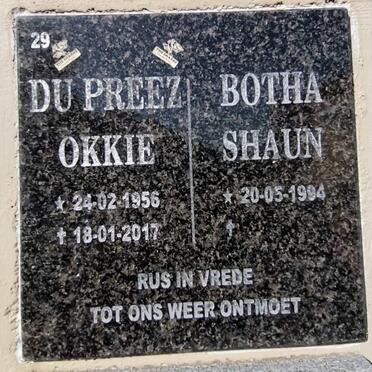 PREEZ Okkie, du 1956-2017 :: BOTHA Shaun 1994-