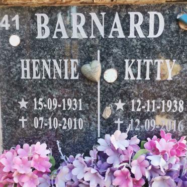 BARNARD Hennie 1931-2010 &amp; Kitty 1938-2016