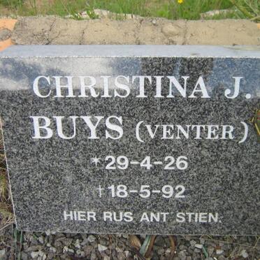 BUYS Christina J. nee VENTER 1926-1992