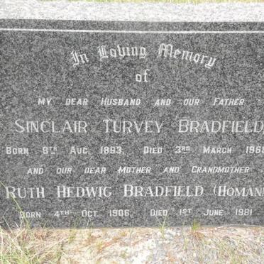 BRADFIELD Sinclair Turvey 1893-1968 &amp; Ruth Hedwig HOMANN 1906-1981
