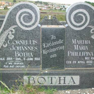 BOTHA Corneluis Johannes 1884-1955 &amp; Martha Maria Phillipina KRUGER 1890-1977