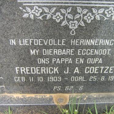 COETZER Frederick J.A.. 1903-1978