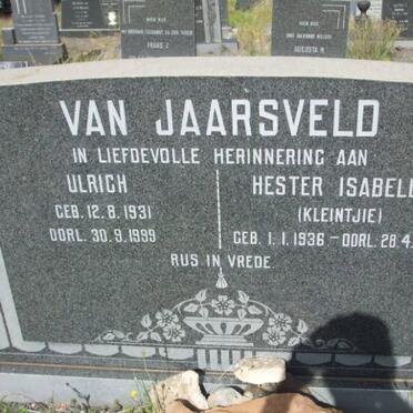 JAARSVELD Ulrich, van 1931-1999 &amp; Hester Isabella 1936-1975