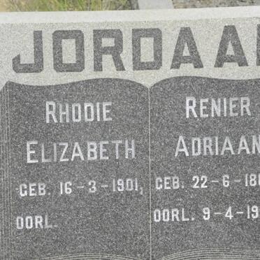 JORDAAN Renier Adriaan 1886-1952 &amp; Rhodie Elizabeth 1901-