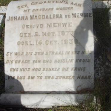 MERWE Johana Magdalena, v.d. nee V.D. MERWE 1877-1938