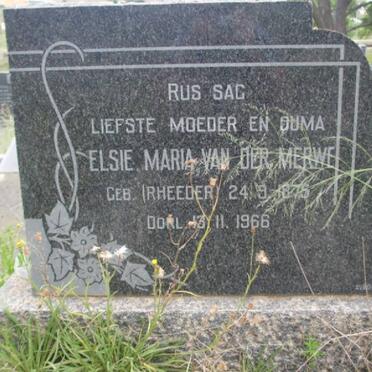 MERWE Elsie Maria, van der nee RHEEDER 1875-1966