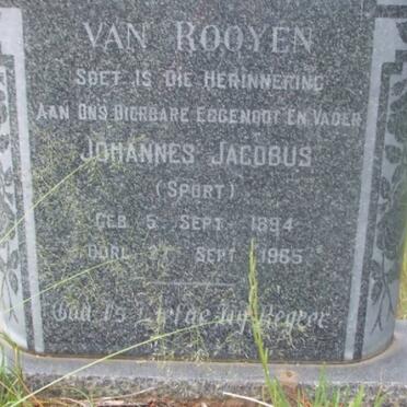 ROOYEN Johannes Jacobus, van 1894-1965