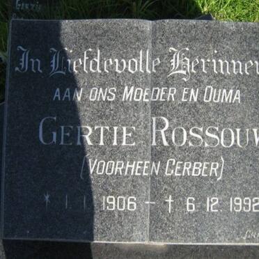 ROSSOUW Gertie formerly GERBER 1906-1992