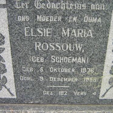 ROSSOUW Elsie Maria nee SCHOEMAN 1876-1958
