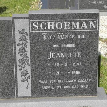 SCHOEMAN Jeanette 1947-1996
