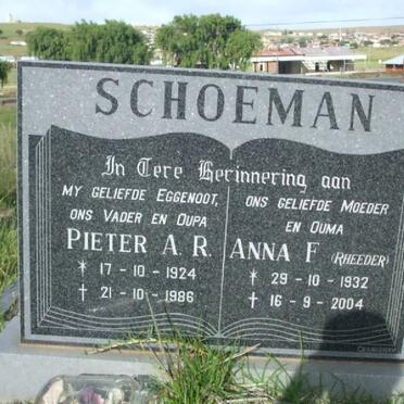 SCHOEMAN Pieter A.R. 1924-1986 &amp; Anna F. RHEEDER 1932-2004