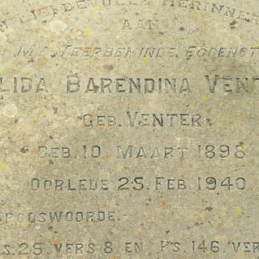 VENTER Alida Barendina nee VENTER 1898-1940