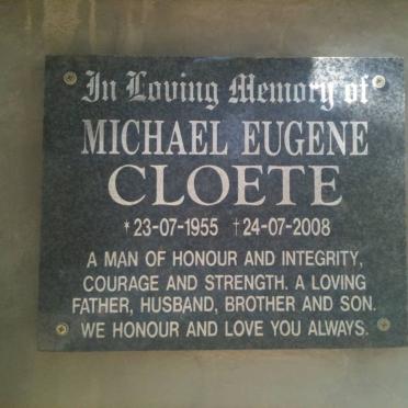 CLOETE Michael Eugene 1955-2008