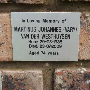 WESTHUYSEN Martinus Johannes, van der 1935-2009