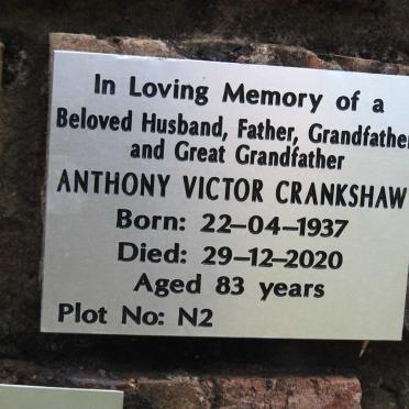 CRANKSHAW Anthony Victor 1937-2020