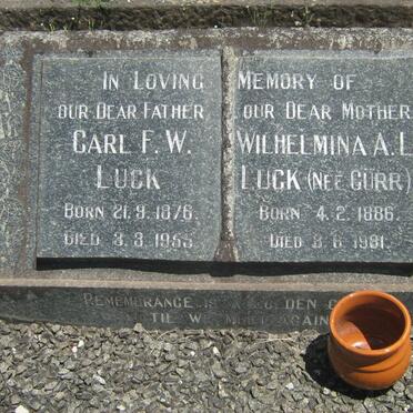 LUCK Carl F.W. 1876-1955 &amp; Wilhelmina A.L. GÜRR 1886-1981