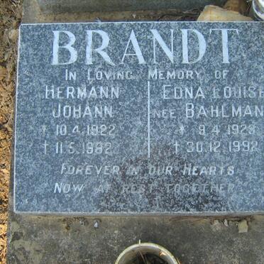BRANDT Hermann Johann 1922-1992 &amp; Edna Louise BAHLMANN 1923-1992