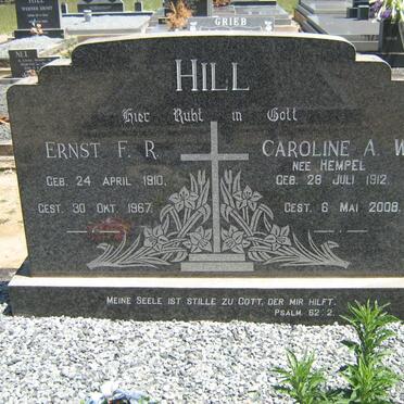 HILL Ernst F.R. 1910-1967 &amp; Caroline A.W. HEMPEL 1912-2008
