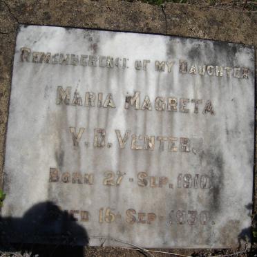 VENTER Maria Magreta V.C. 1910-1930