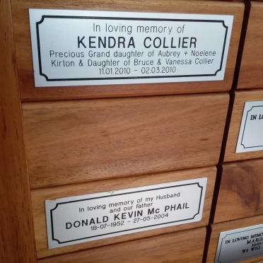 COLLIER Kendra 2010-2010 :: McPHAIL Donald Kevin 1952-2004