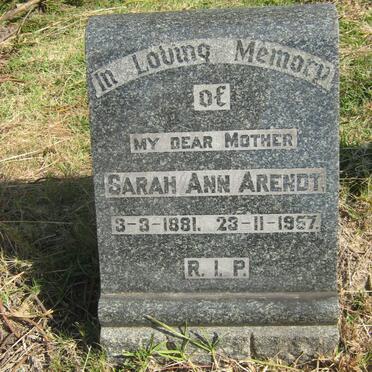 ARENDT Sarah Ann 1881-1957