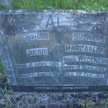 ALT Lothar Julius 1884-1957 &amp; Susanna Margaretha WEGENER 1898-1951