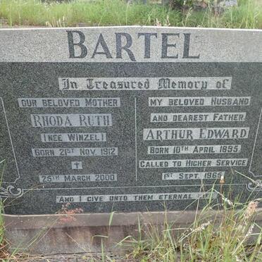 BARTEL Arthur Edward 1895-1965 &amp; Rhoda Ruth WINZEL 1912-2000