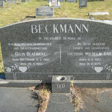 BECKMANN Theodor Wilhelm Carl 1903-1979 &amp; Celia Beatricke KRETZMANN 1902-1993 &amp;