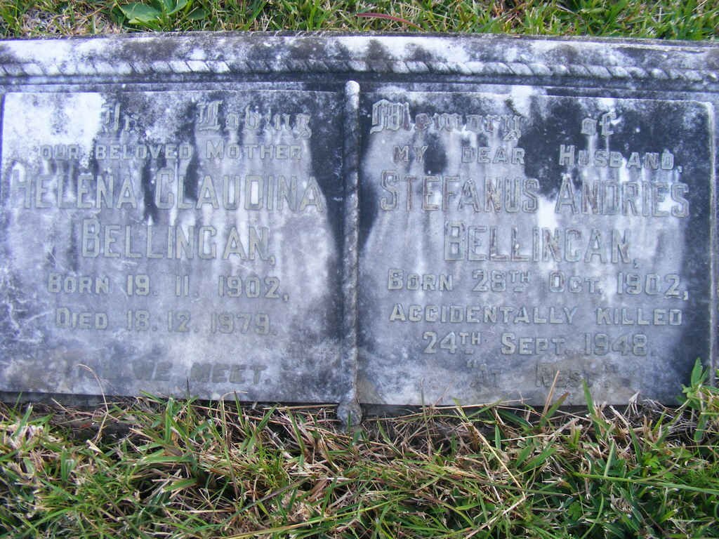 BELLINGAN Stefanus Andries 1902-1948 &amp; Helena Claudina 1902-1979