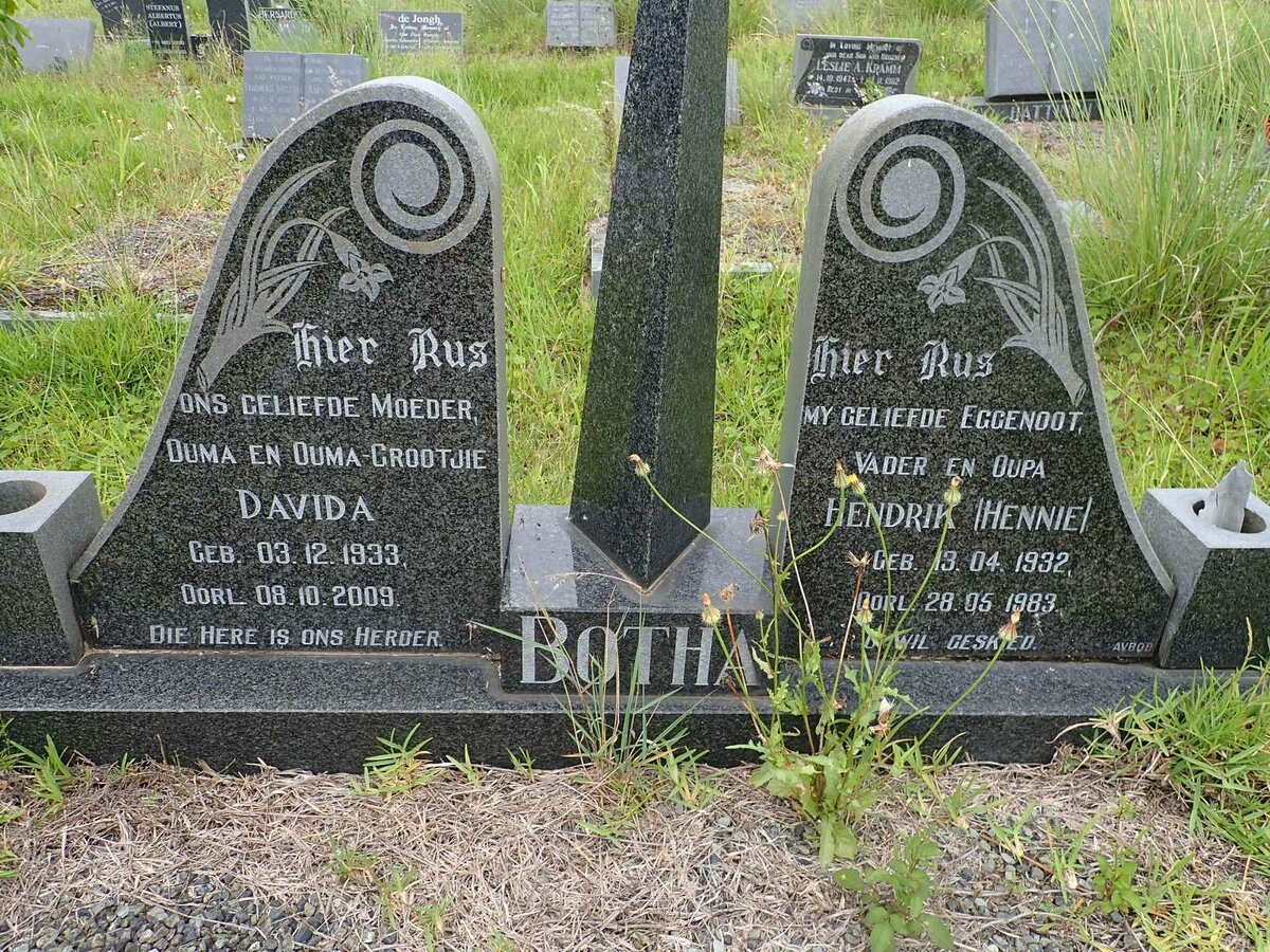 BOTHA Hendrik 1932-1983 &amp; Davida 1933-2009