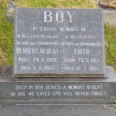 BOY Herbert Albert 1909-1983 &amp; Edith 1914-1992