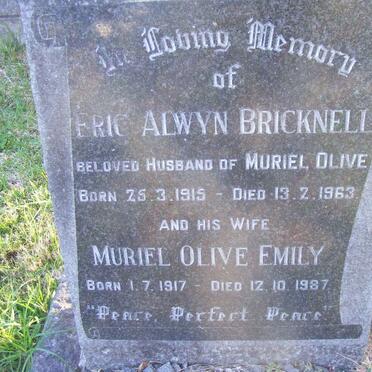 BRICKNELL Eric Alwyn 1915-1963 &amp; Muriel Olive Emily 1917-1987