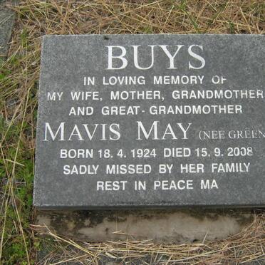 BUYS Mavis May nee GREEN 1924-2008