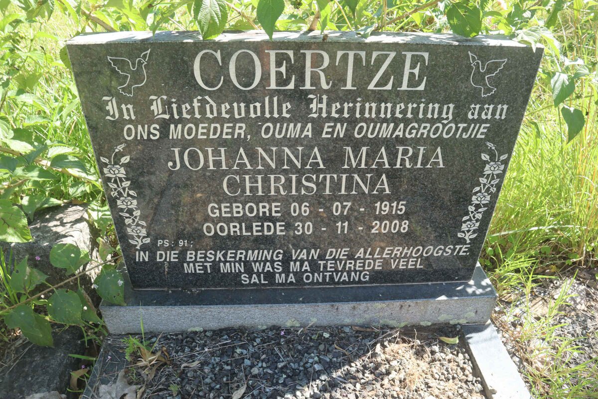 COERTZE Johanna Maria Christina 1915-2008